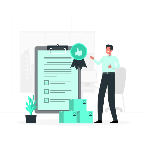 Bảng đánh giá chất lượng kèm huy hiệu minh hoạ 5 tiêu chí đánh giá site guest post uy tín
