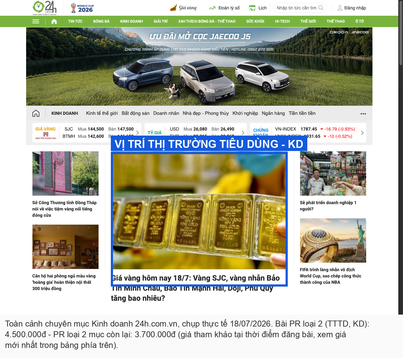 Minh hoạ vị trí Thị trường tiêu dùng Kinh doanh 24h.com.vn cho bài PR