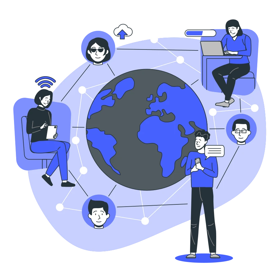 Minh hoạ mạng lưới kết nối booking báo và PR quốc tế toàn cầu