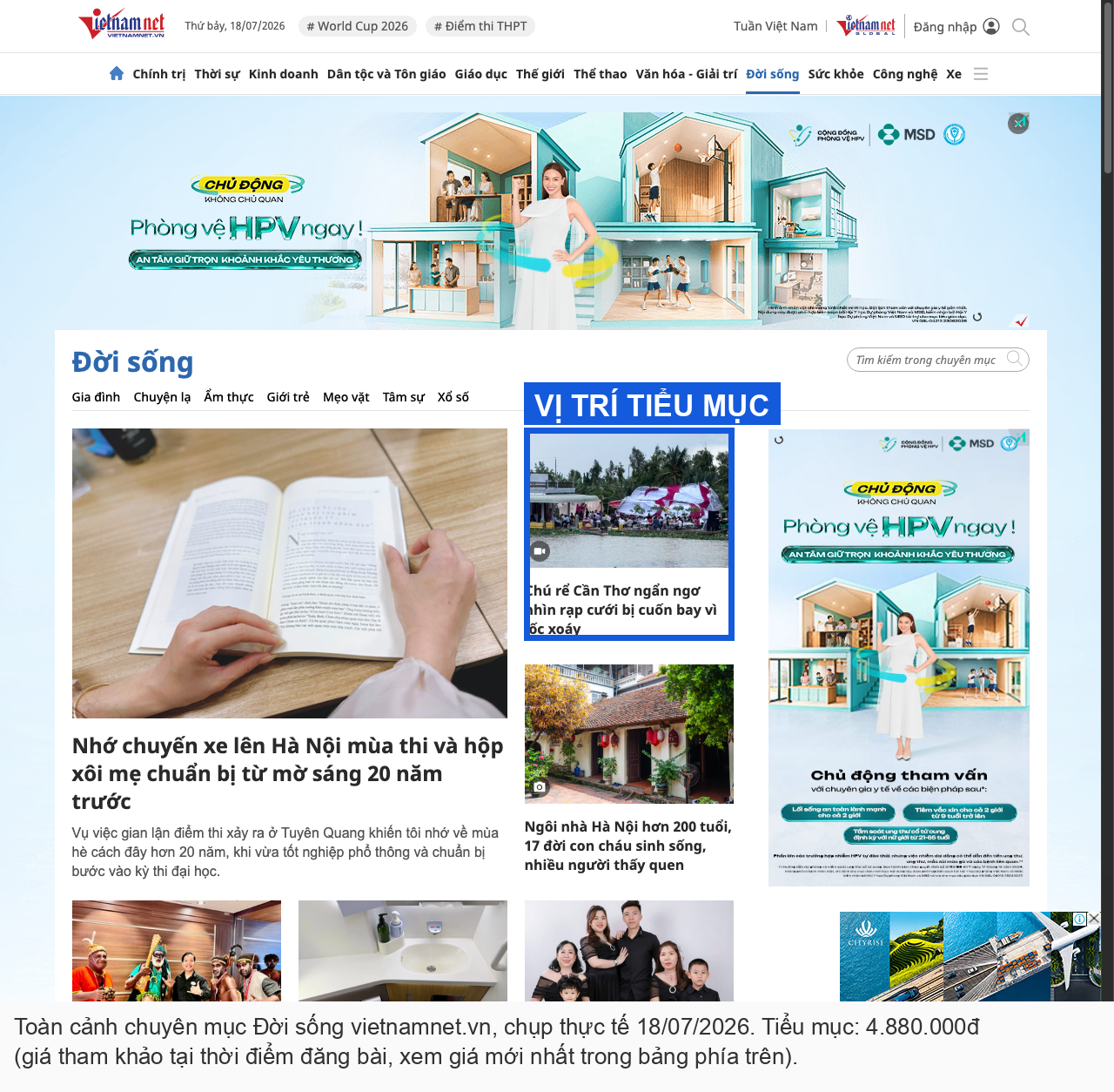 Minh hoạ vị trí Tiểu mục vietnamnet.vn cho bài PR