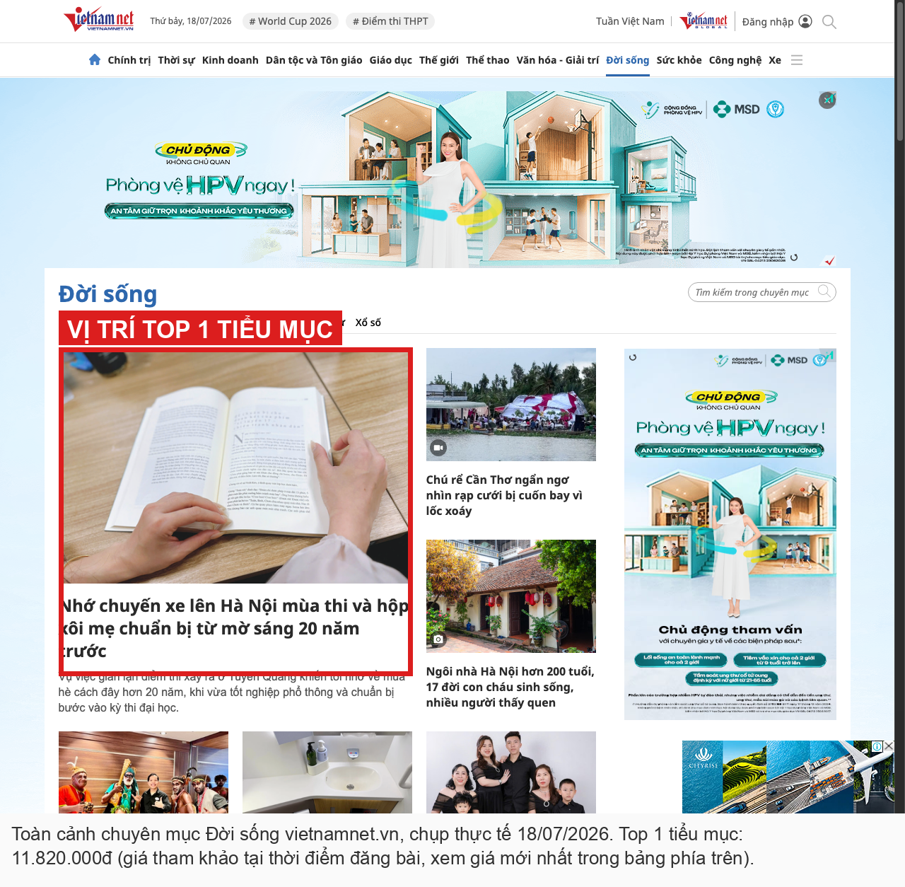 Minh hoạ vị trí Top 1 tiểu mục vietnamnet.vn cho bài PR