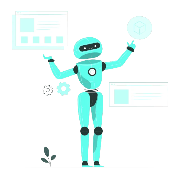 Robot AI minh hoạ Generative Engine Optimization