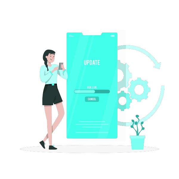 Điện thoại hiển thị màn hình cập nhật phiên bản mới minh hoạ Core Update