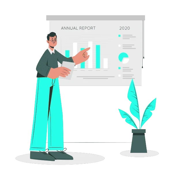 Người thuyết trình báo cáo biểu đồ minh hoạ báo cáo Search Console