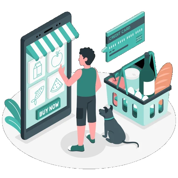 Minh hoạ ứng dụng mua hàng tạp hoá trực tuyến theo danh mục